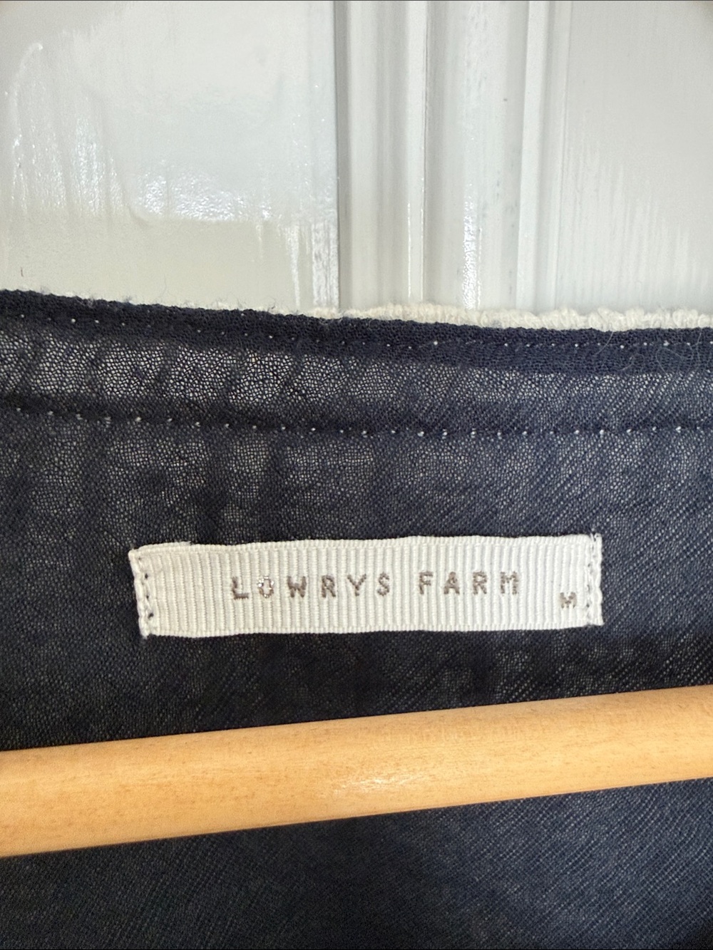 Lowrys Farm Navy Sheer Crochet Collar Blouse, Size M - Cottagecore - Picture 6 of 10